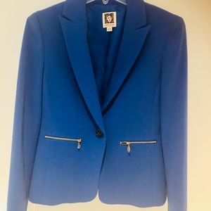 Anne Klein Women’s One Button Blue Blazer Gold